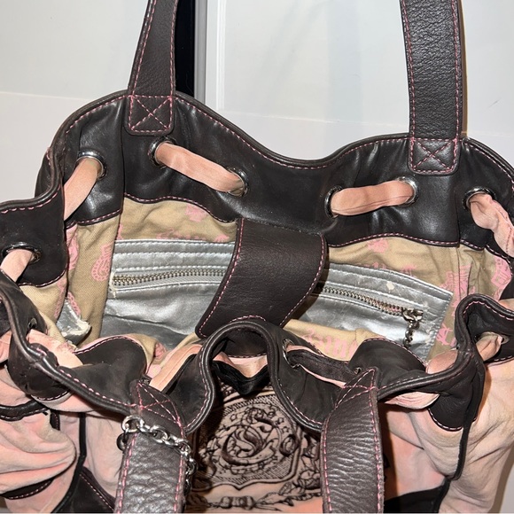 Vintage Pink Juicy Couture Tote Bag Handbag Purse Velour Y2K Daydreamer - Picture 9 of 13